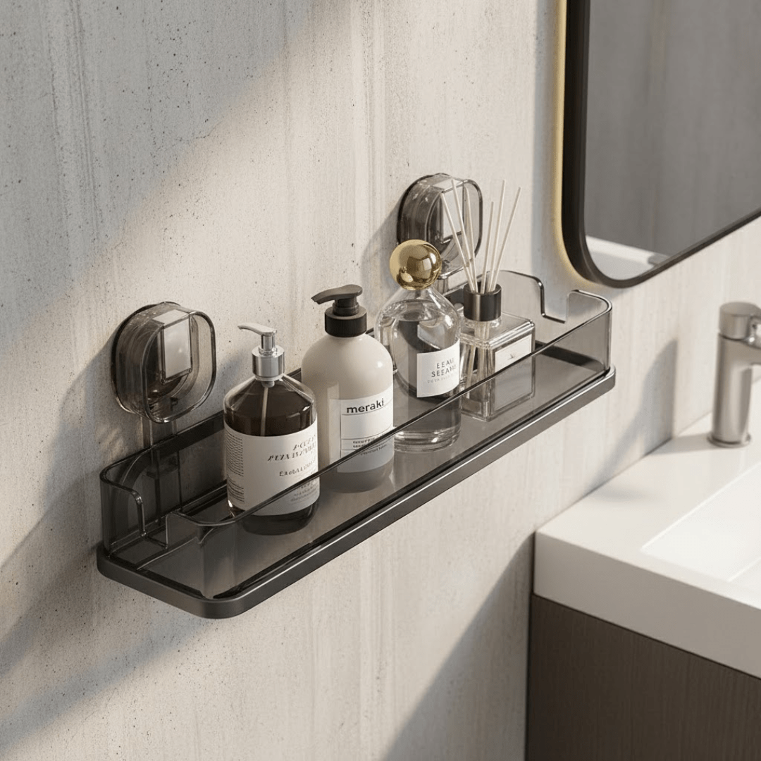 Multi-Purpose Punch-Free Transparent Suction Cup Wall Mounted Storage Rack