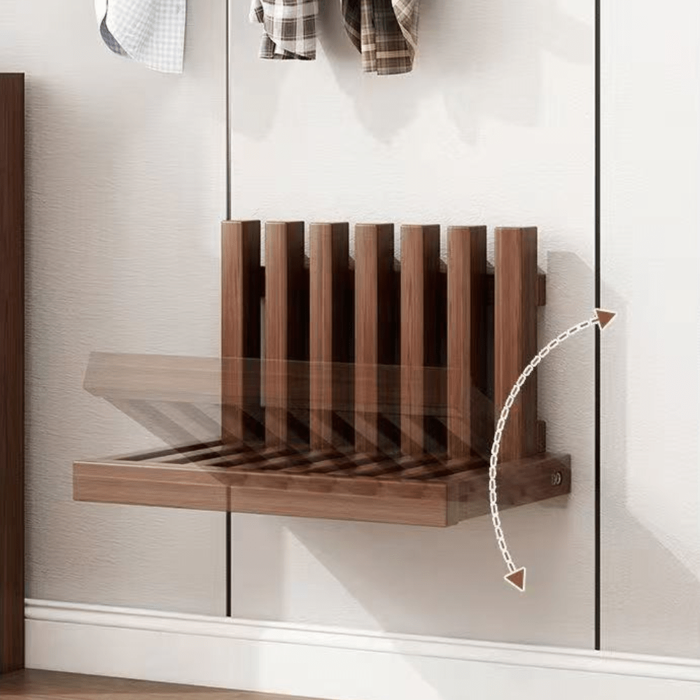 Solid Wood Foldable Wall-Mounted Shoe Changing Bench