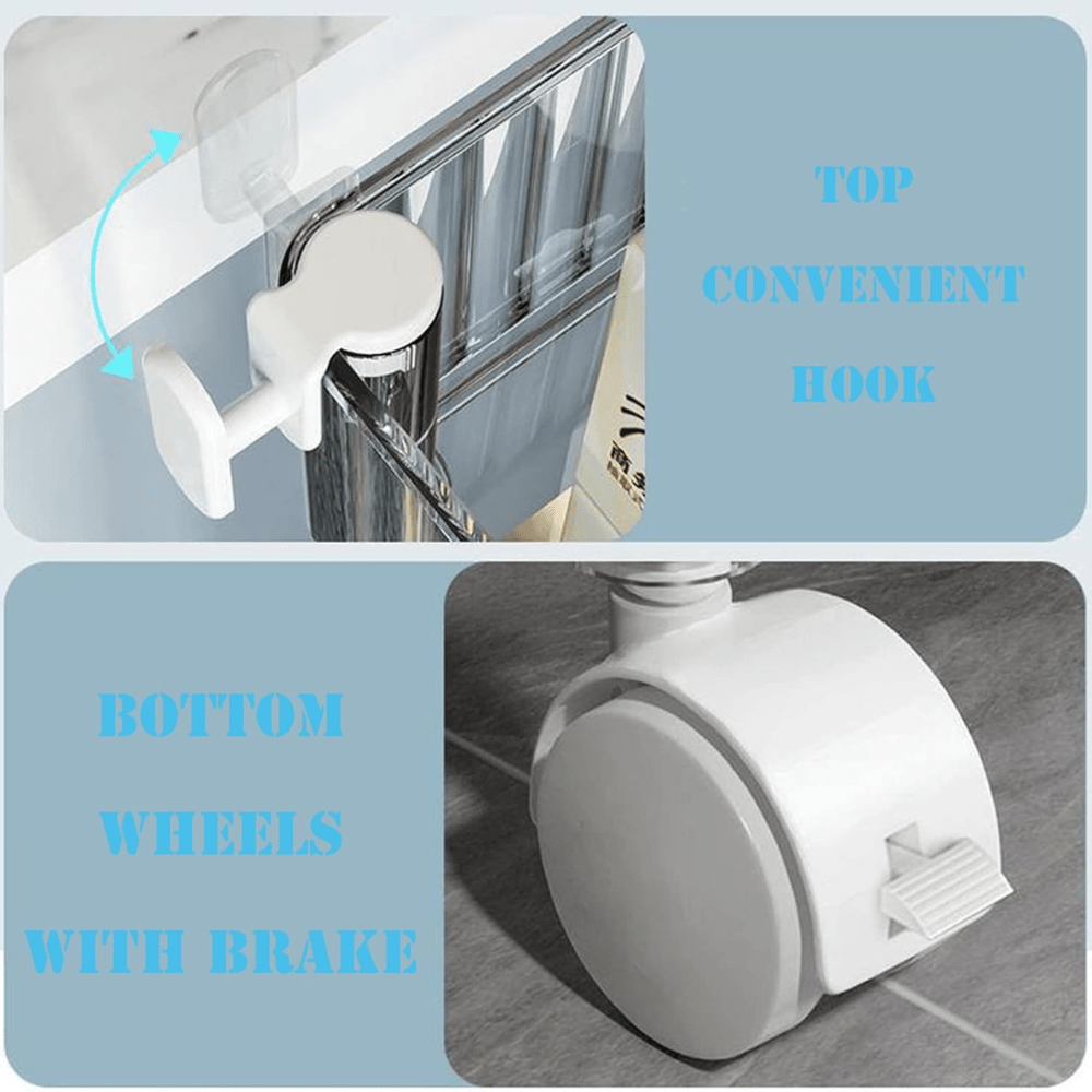 Rolling Storage Cart With Brake Wheels