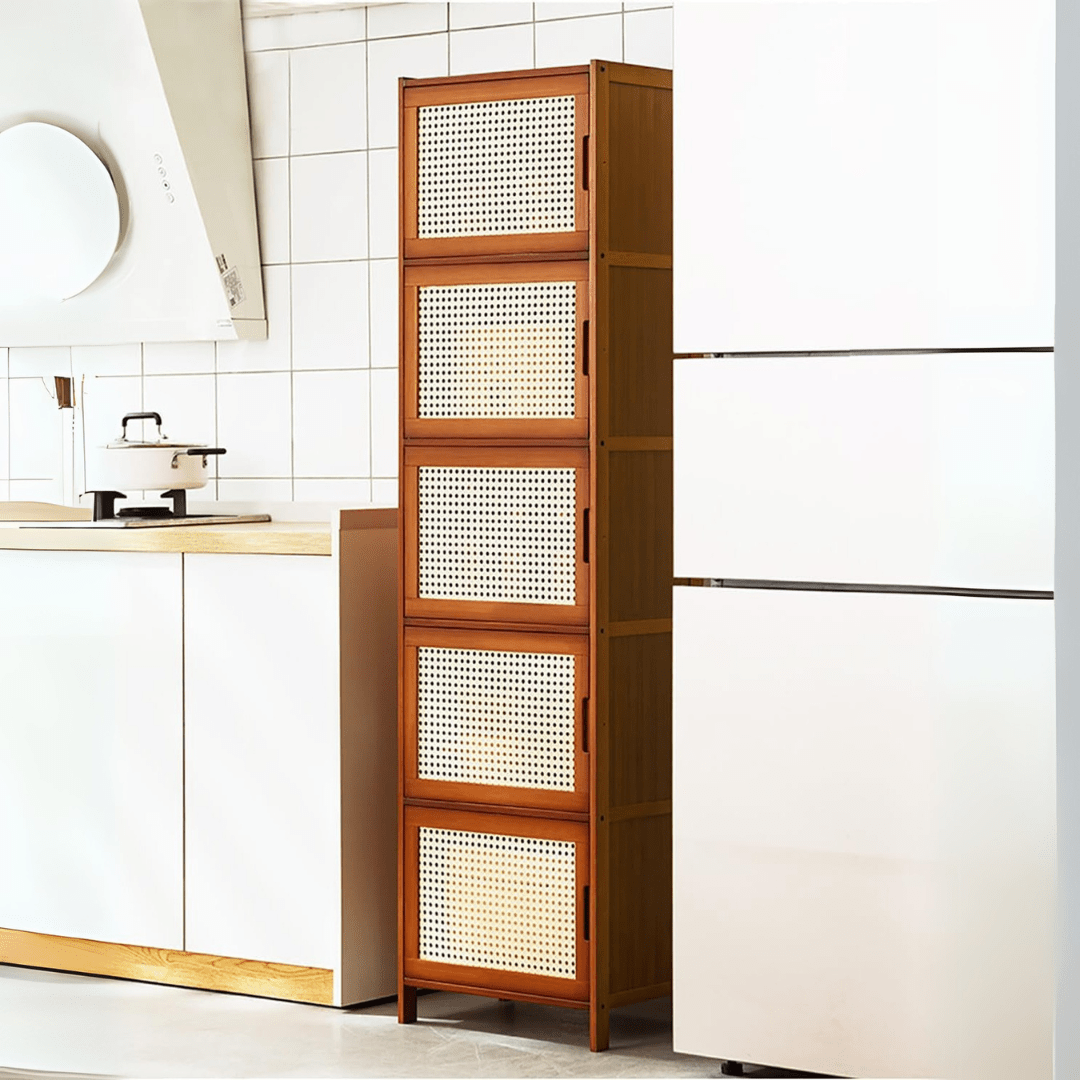 Multi-Purpose Bamboo Wood Storage Cabinet (Brown-43cm)