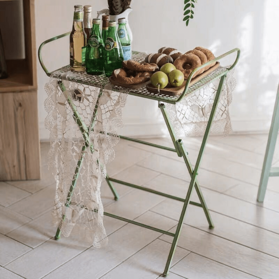 Retro Wrought Iron Folding Side Table