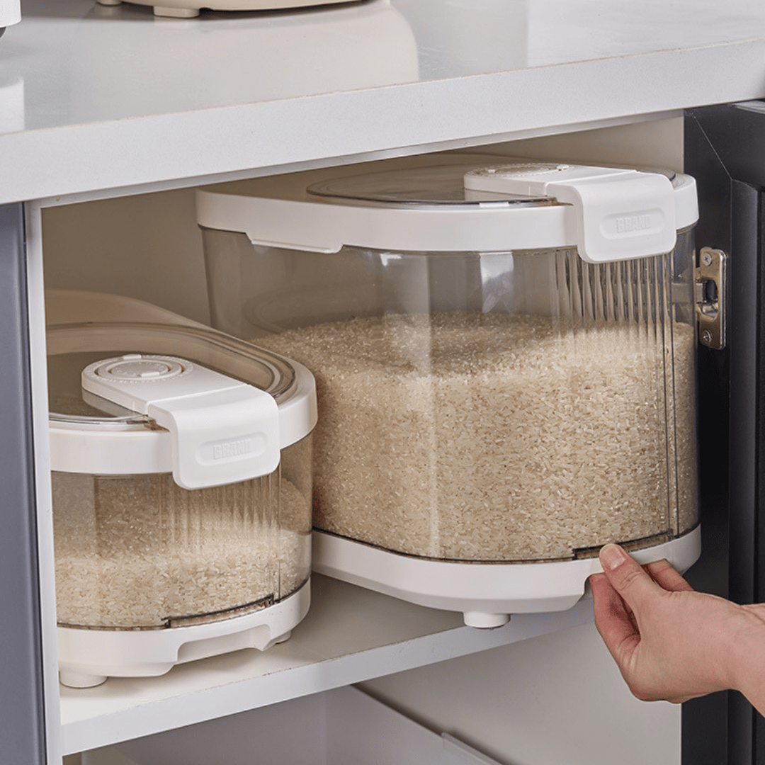 Sealed Rice Storage Container with Measuring Cup & Wheels
