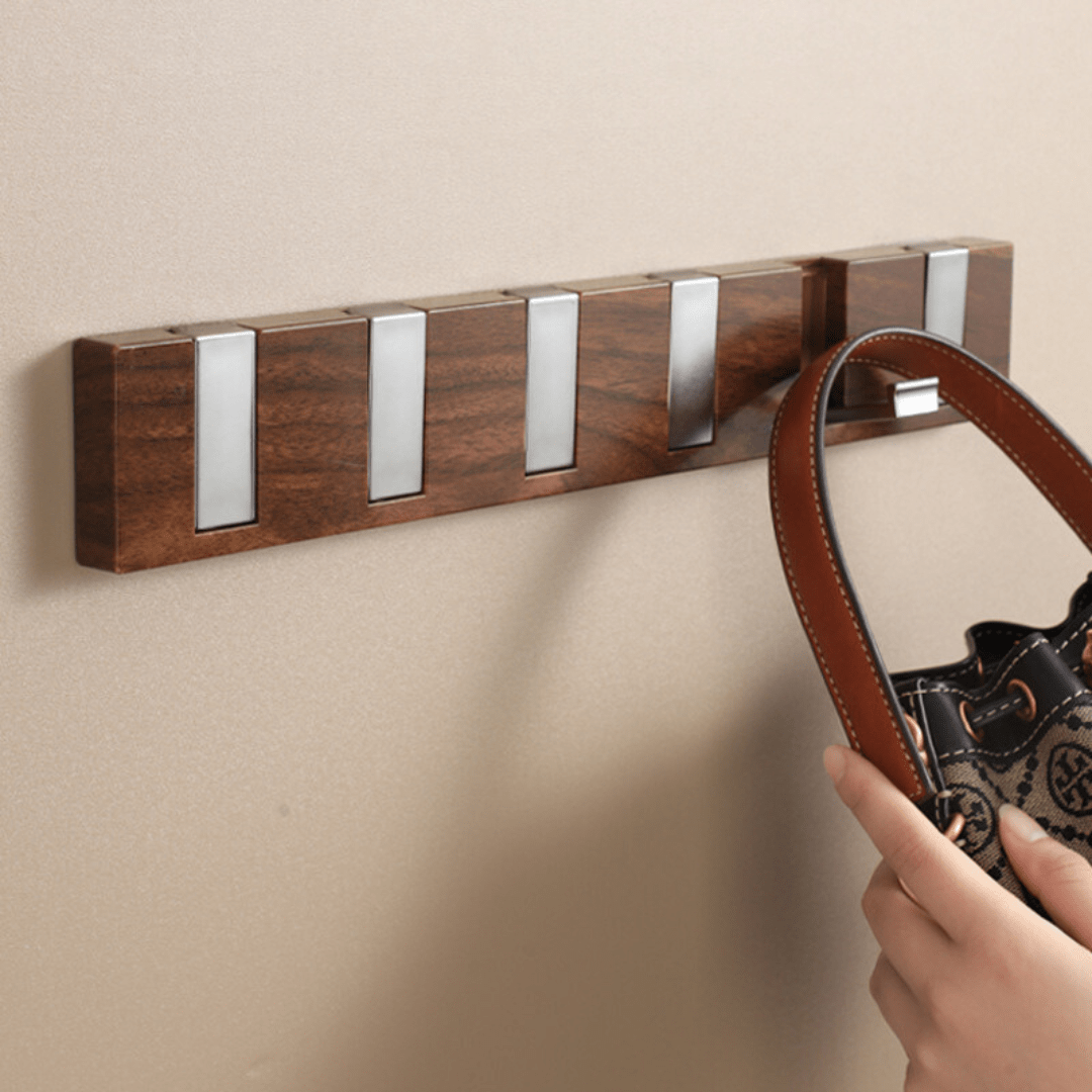 Wall-Mount Folding Fall Hooks with 6 Hooks, Drill Free