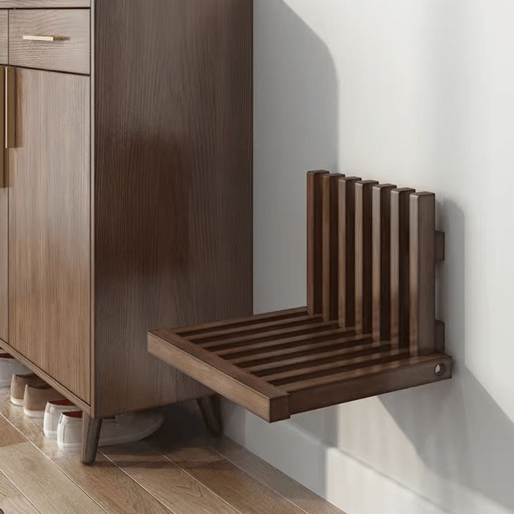 Solid Wood Foldable Wall-Mounted Shoe Changing Bench