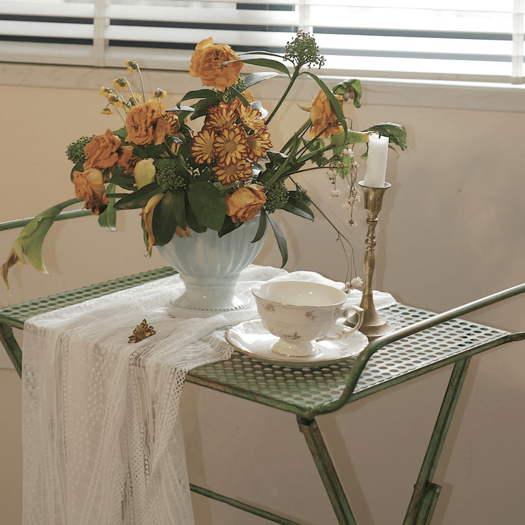Retro Wrought Iron Folding Side Table