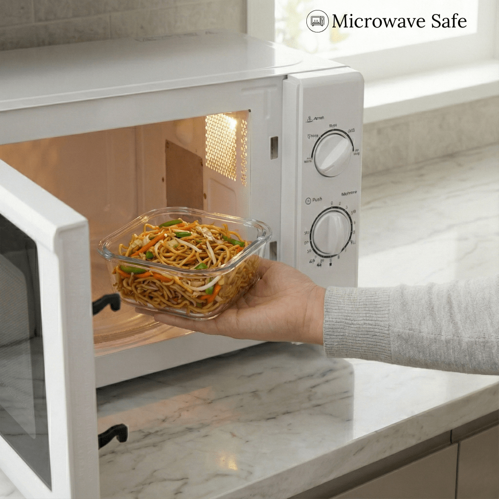 Square Borosilicate Glass Container with Vented Glass Lid (800ml)