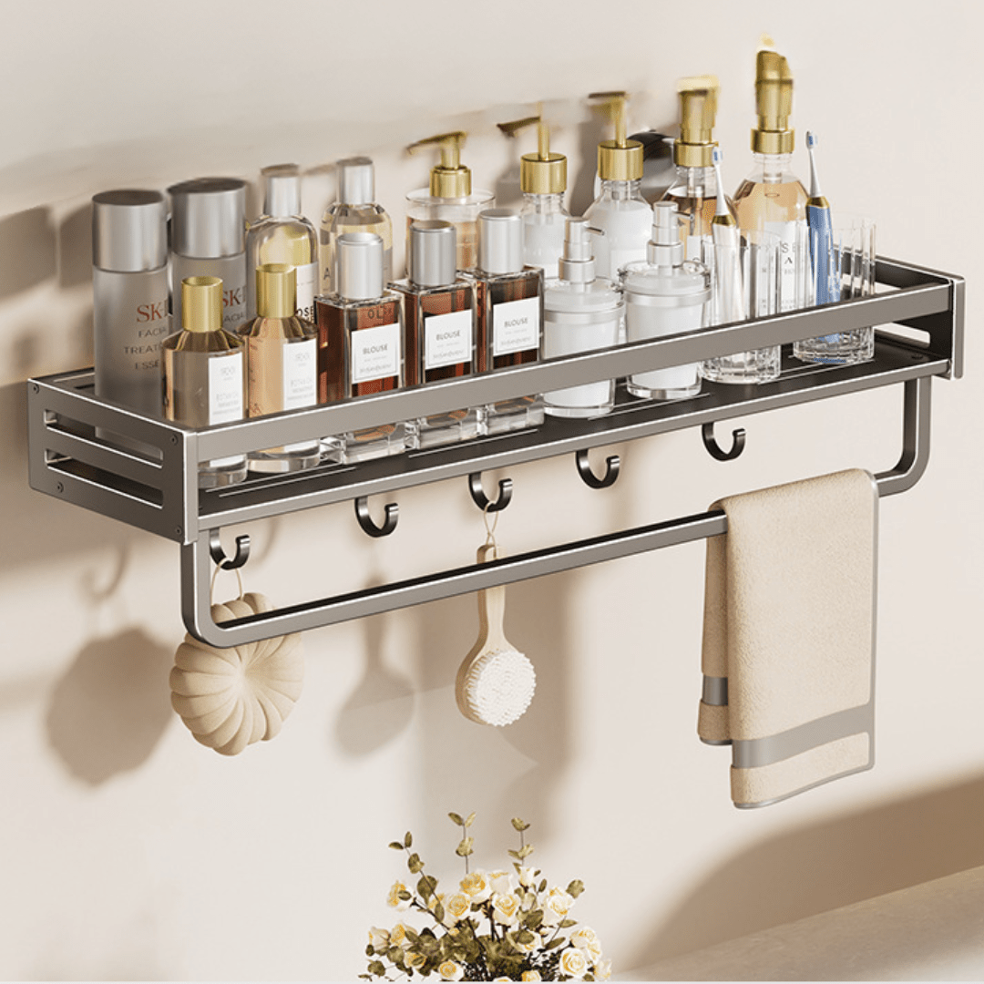 Punch-Free Suction Cup Wall-Mounted Bathroom Storage Rack