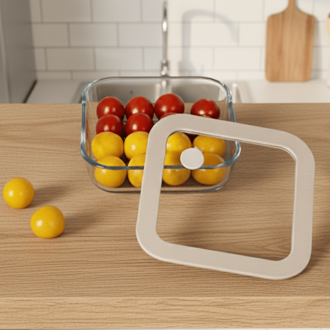 Square Borosilicate Glass Food Container with Vented Lid(610ml)