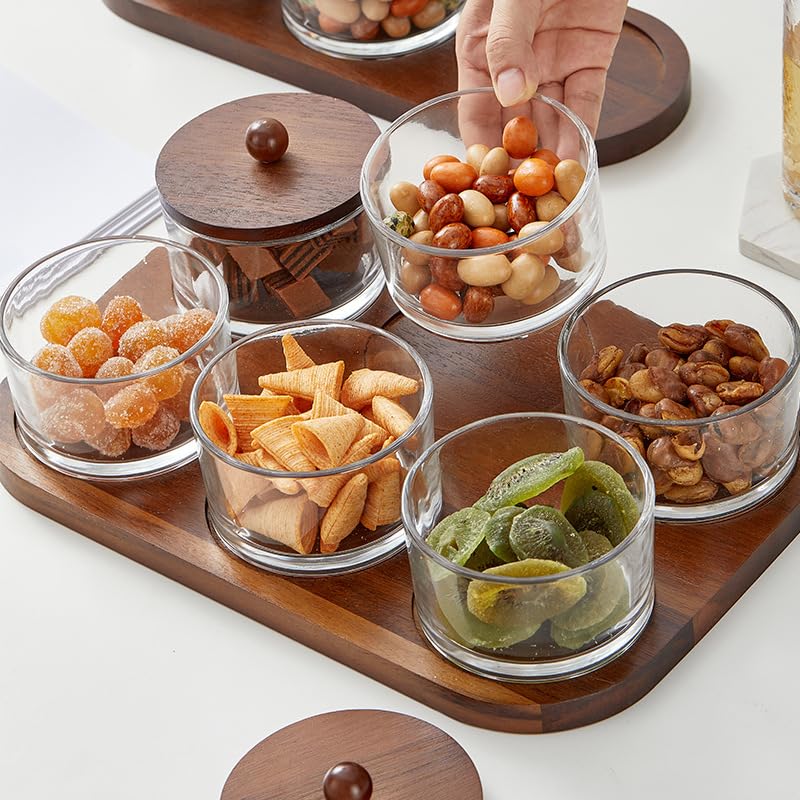 Minimalist Glass Snack Plate with Bamboo Lid