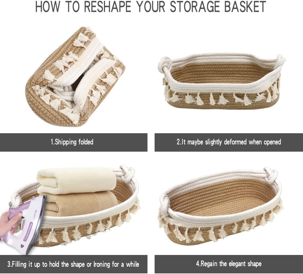 Handmade Cotton Rope Brown Storage Basket