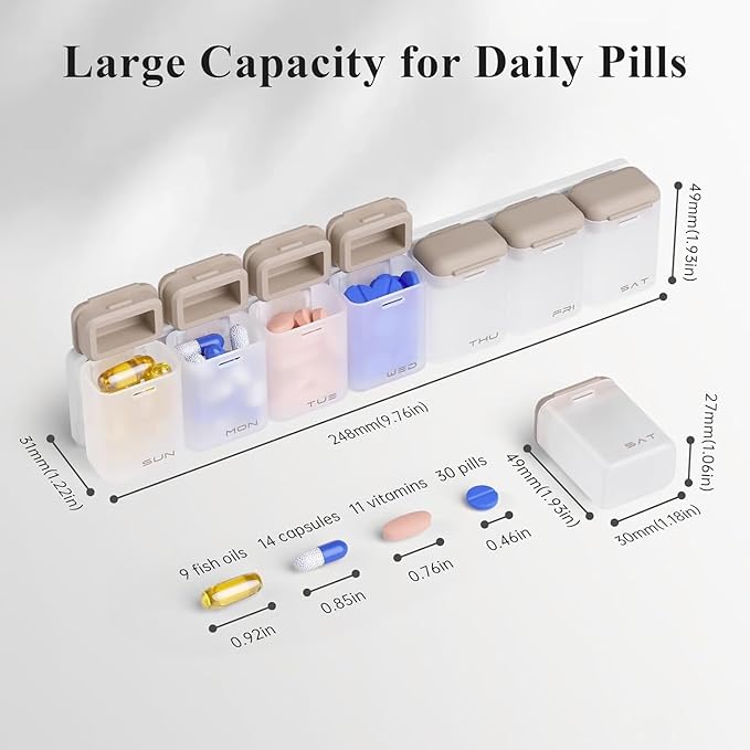 Magnetic Weekly Pill Organizer with 7 Removable Compartments(Pack of 1)