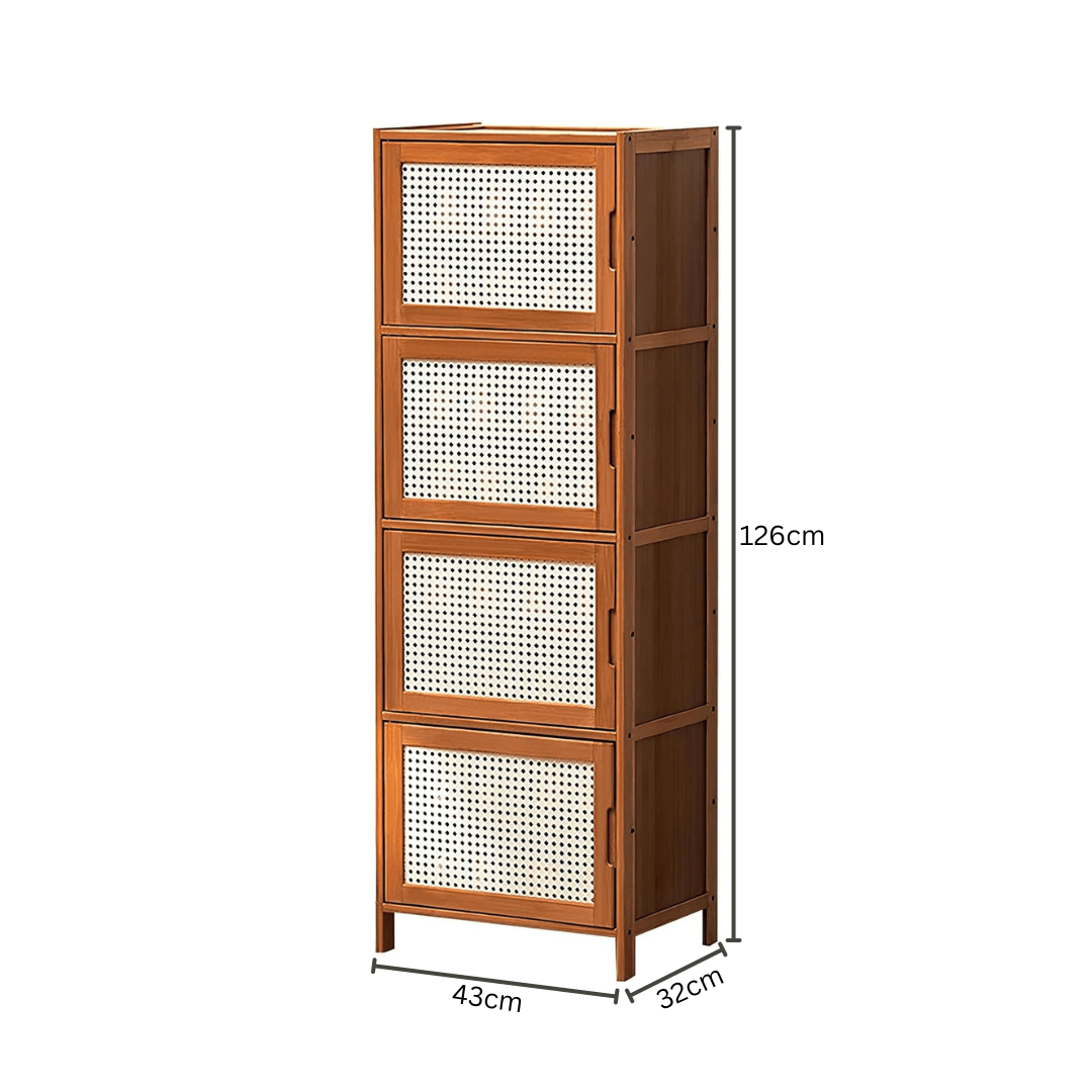 Multi-Purpose Bamboo Wood Storage Cabinet (Brown-43cm)