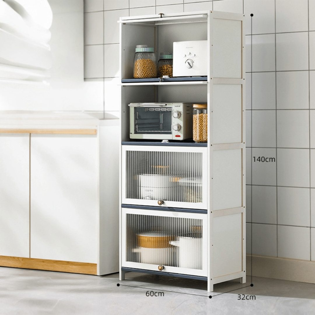 Multi-Purpose Bamboo & Acrylic Storage Cabinet with Flip Cover Doors (60cm)