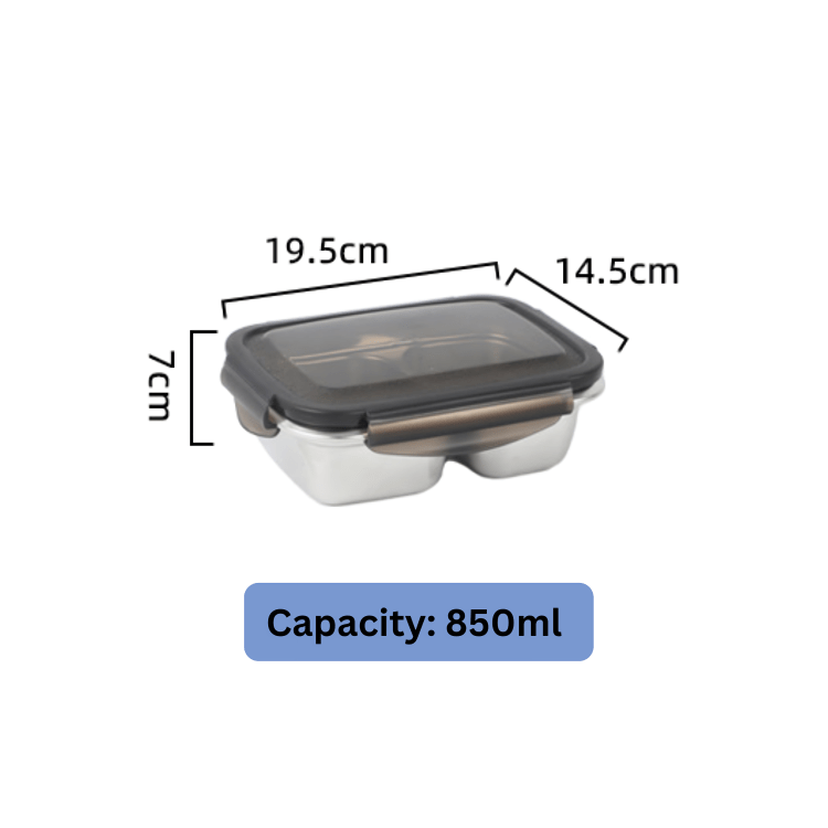 Multi-Purpose Stainless Steel 2-Compartment Food Storage Container
