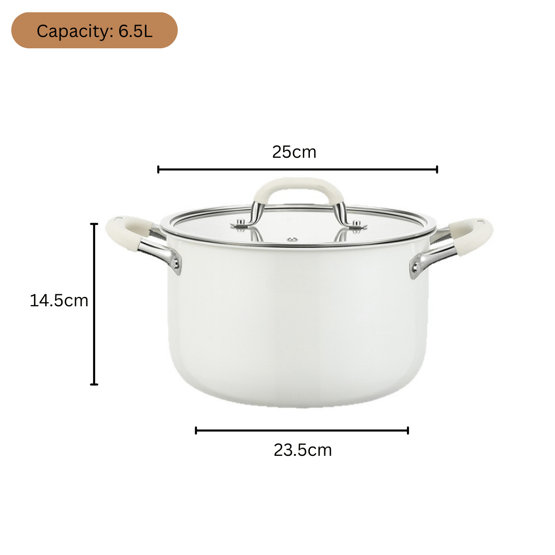 Multi-Purpose Stainless Steel Cooking Pot with Ceramic Exterior(6.5L)