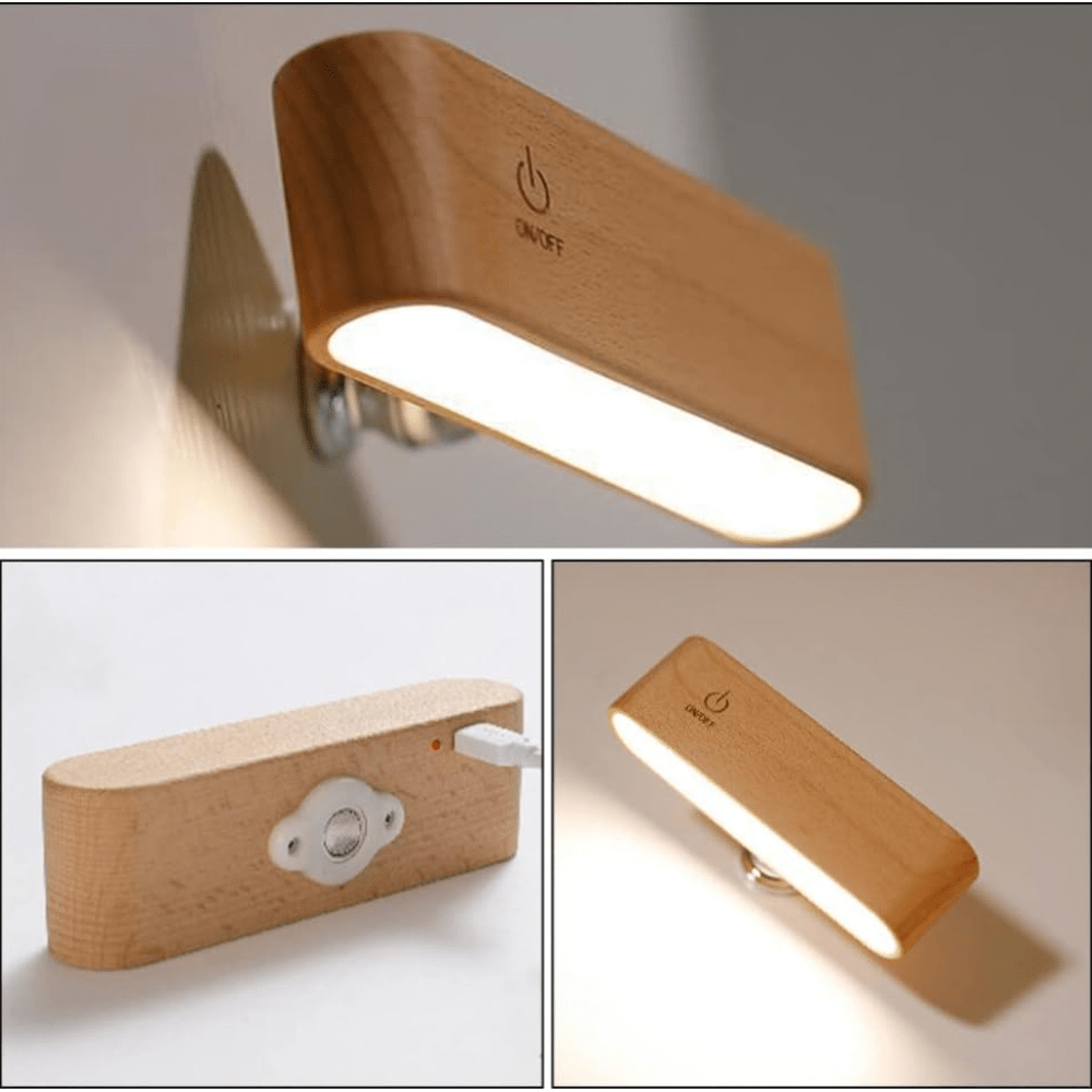 Sleek Touch Bedside Wood Lamp