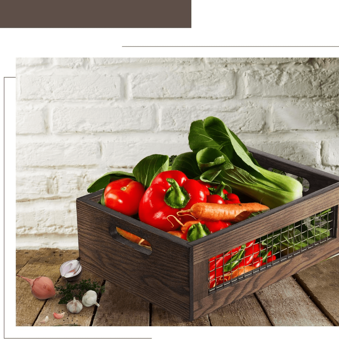 Rustic Wooden Storage Baskets – Set of 2
