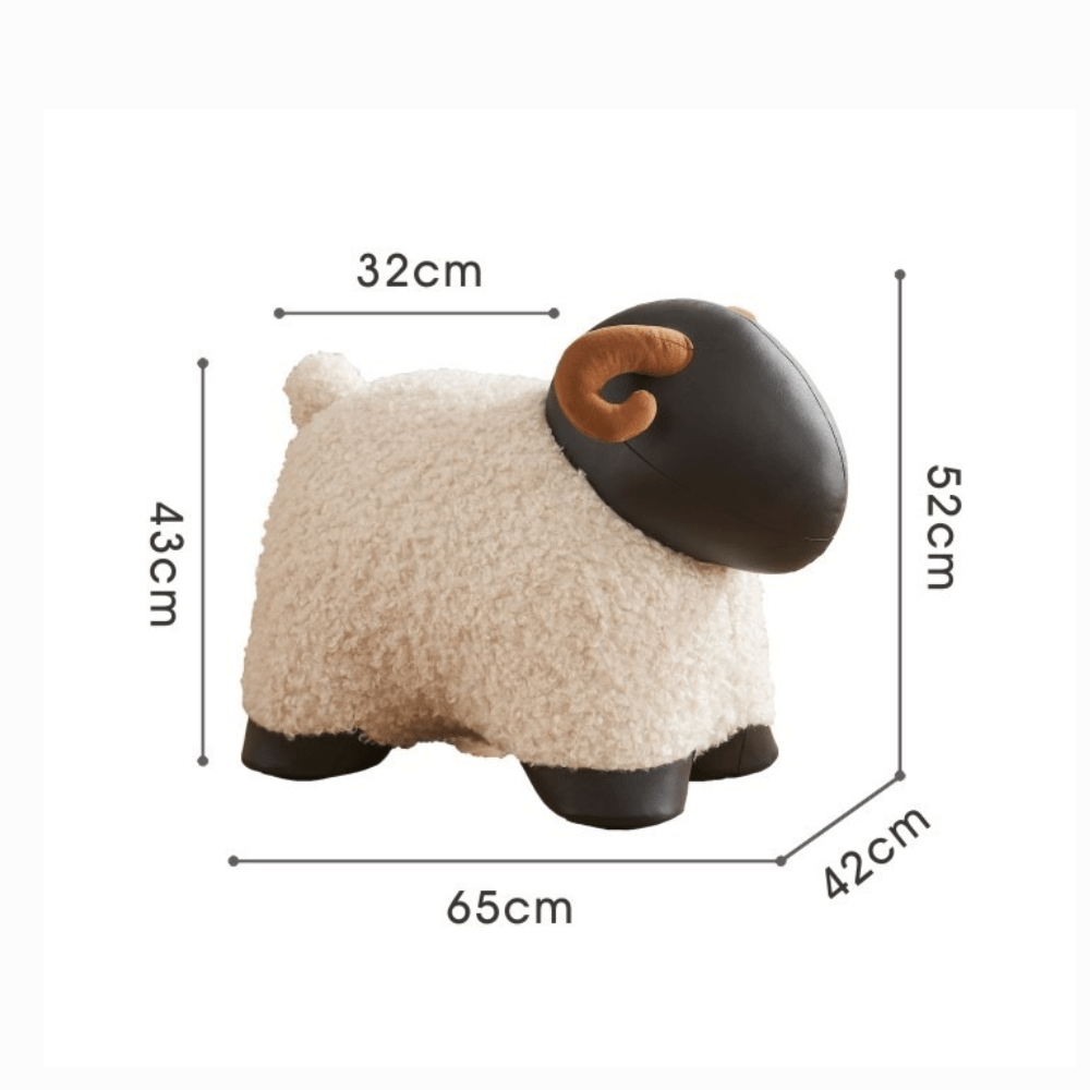 Creative Solid Wood Animal Stool with Soft Teddy Fleece