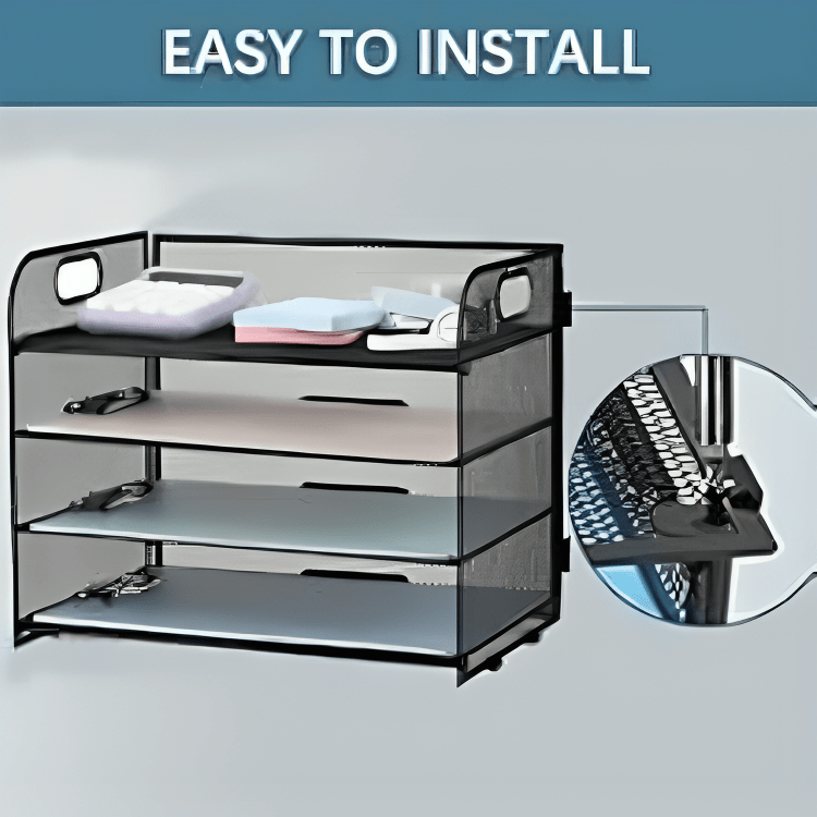 Sleek 4-Tier Desk Organizer With Portable Handle