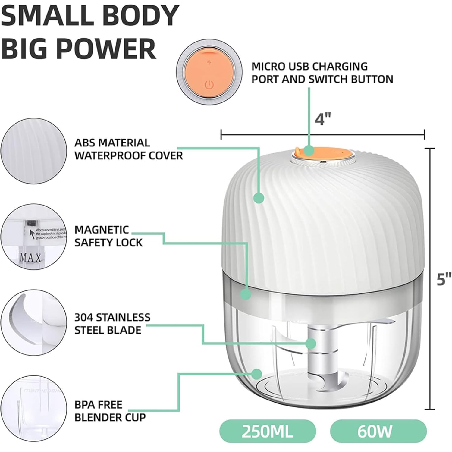 Rechargeable Portable Vegetable Grinder