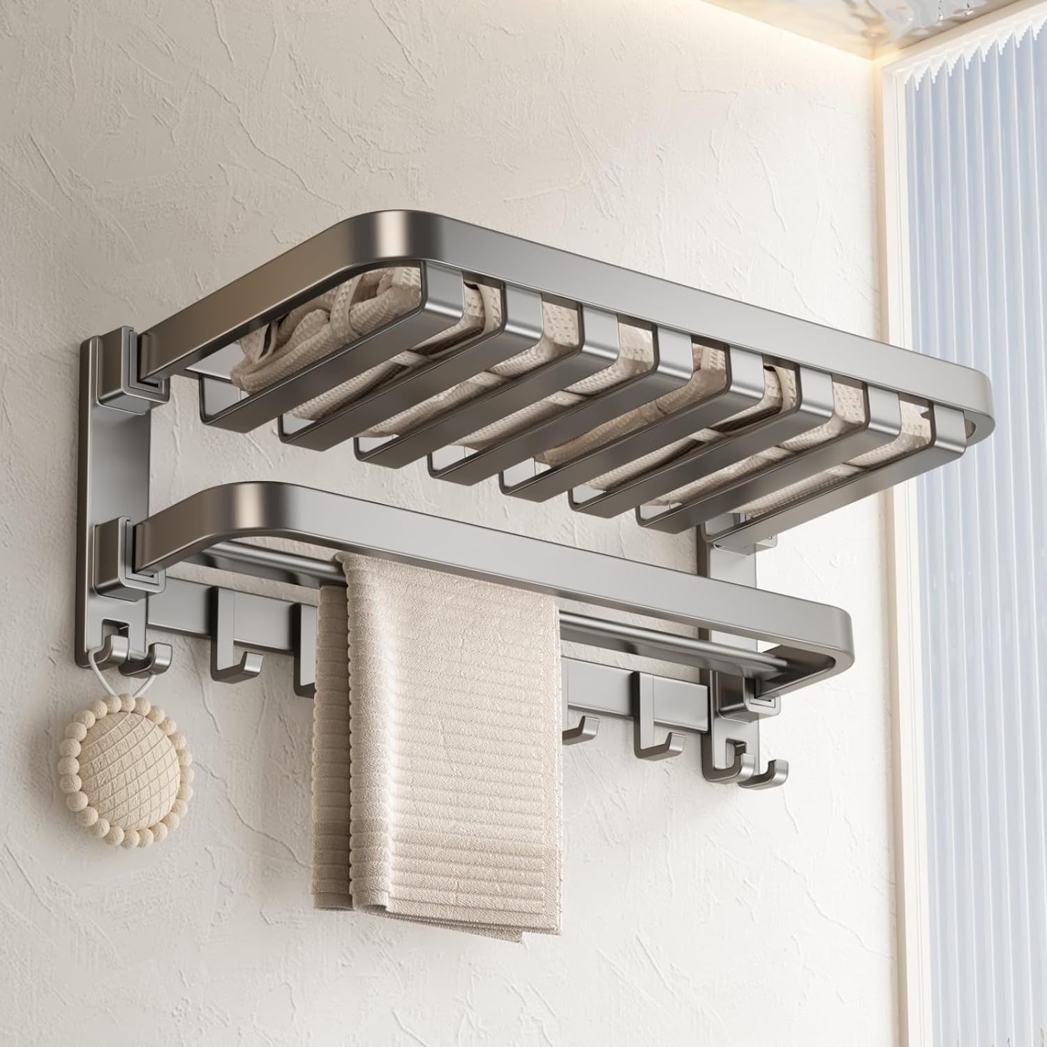 Aluminum Space Saver Foldable Towel Rack (60cm)