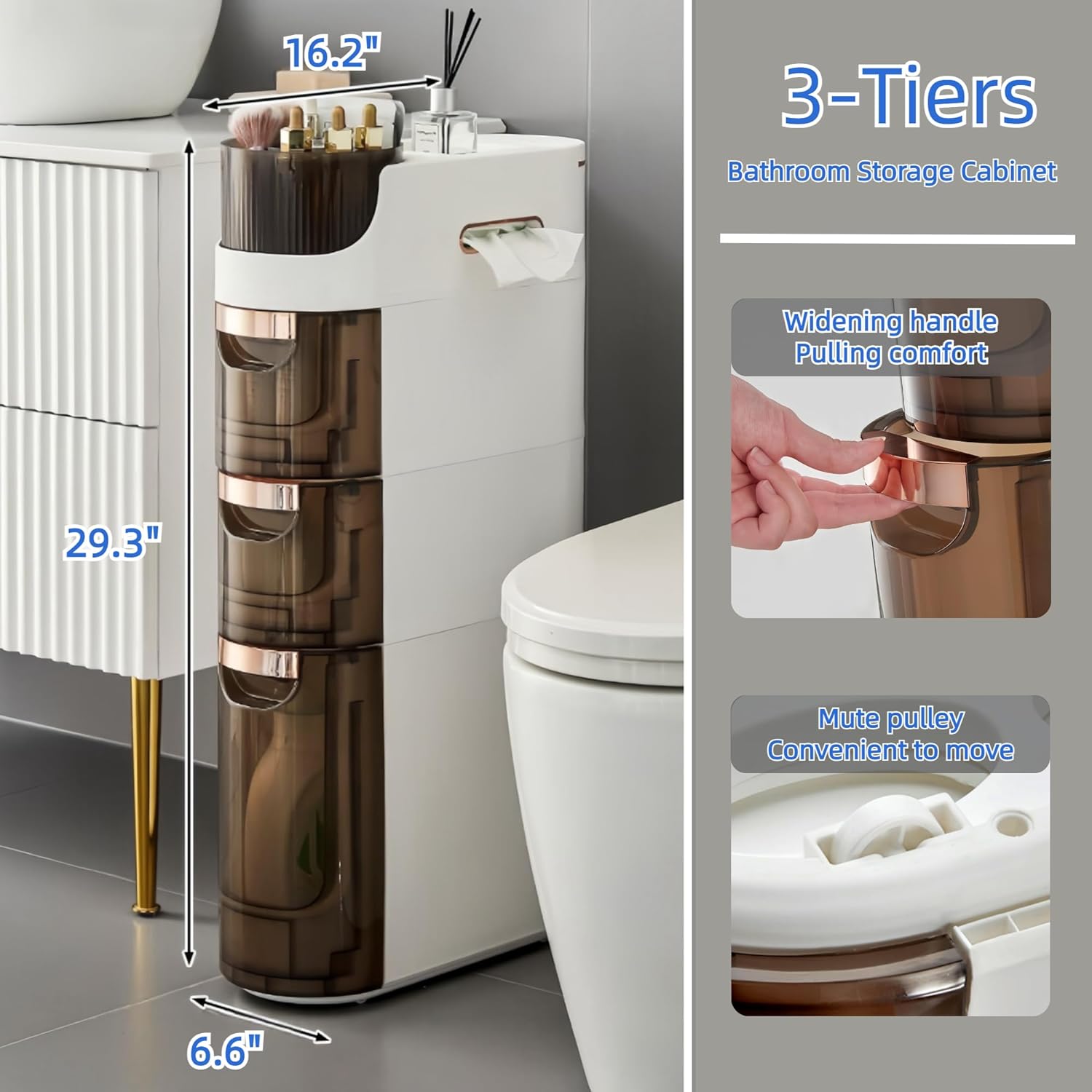 Multi-Purpose Slim Design Rolling Storage Cart