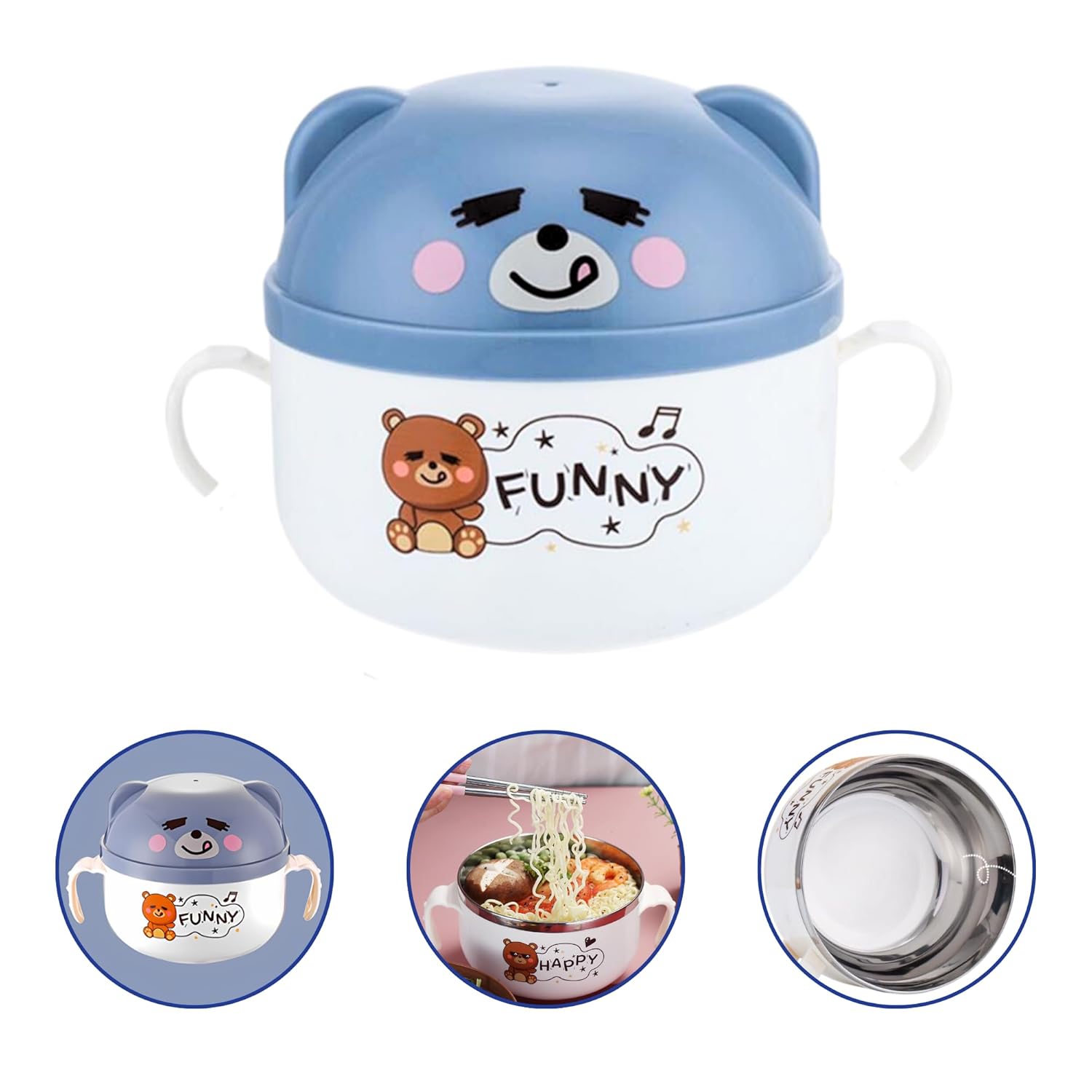 Stainless Steel Cute Bear Noodle Bowl