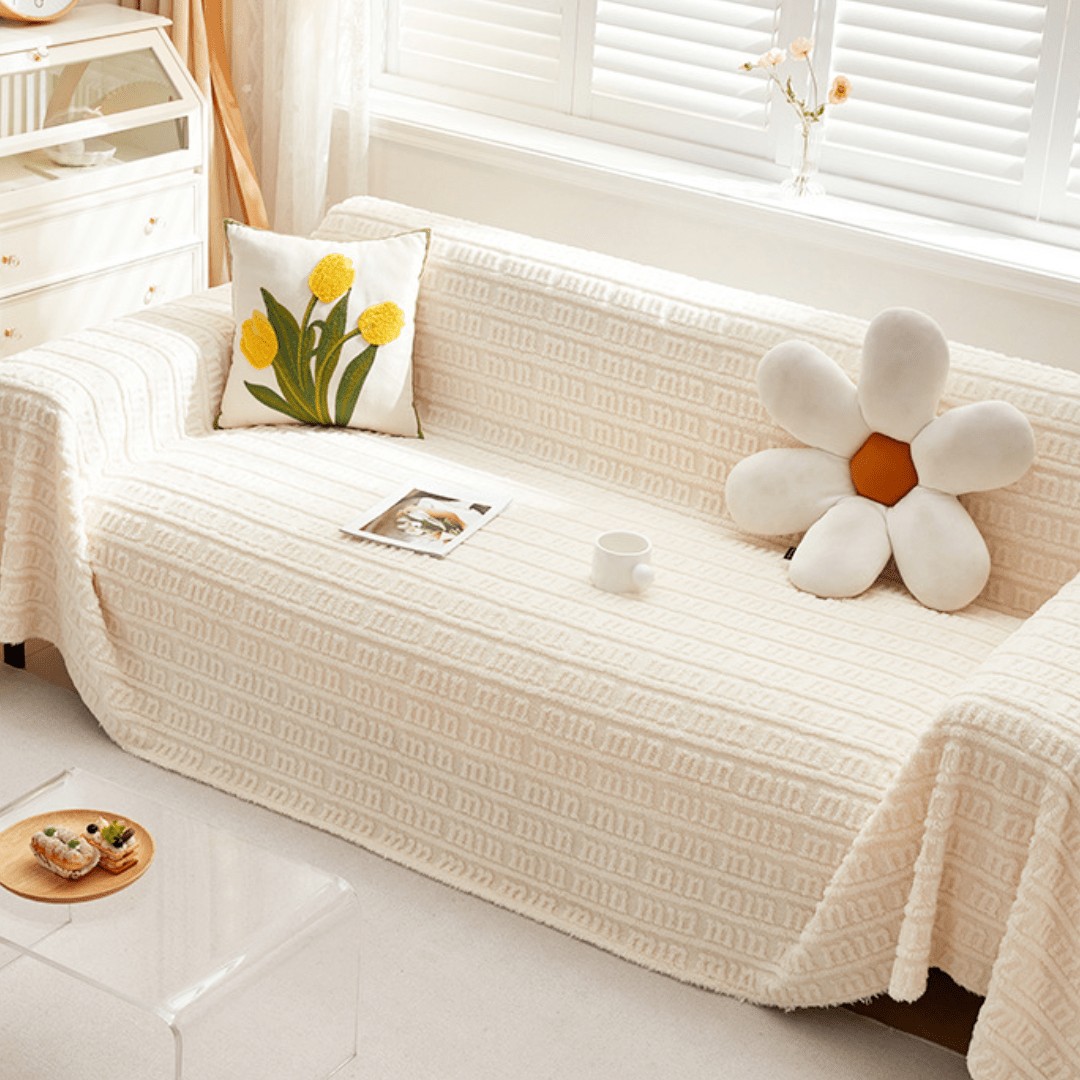 Elegance Chenille Sofa Cover : [EM-SC-27] (Cream)