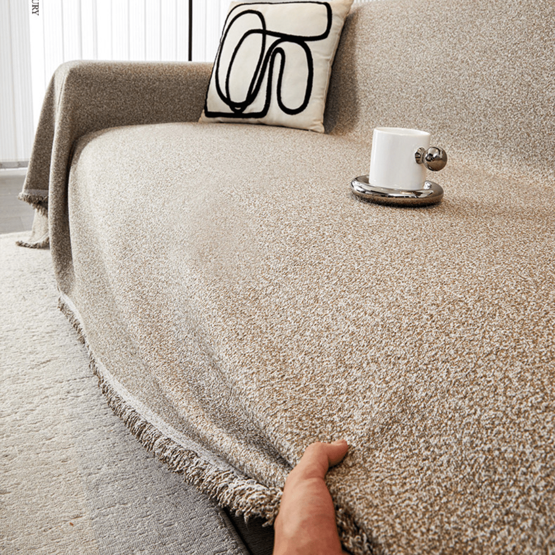 Elegance Chenille Sofa Cover : [EM-SC-04] (Coffee)
