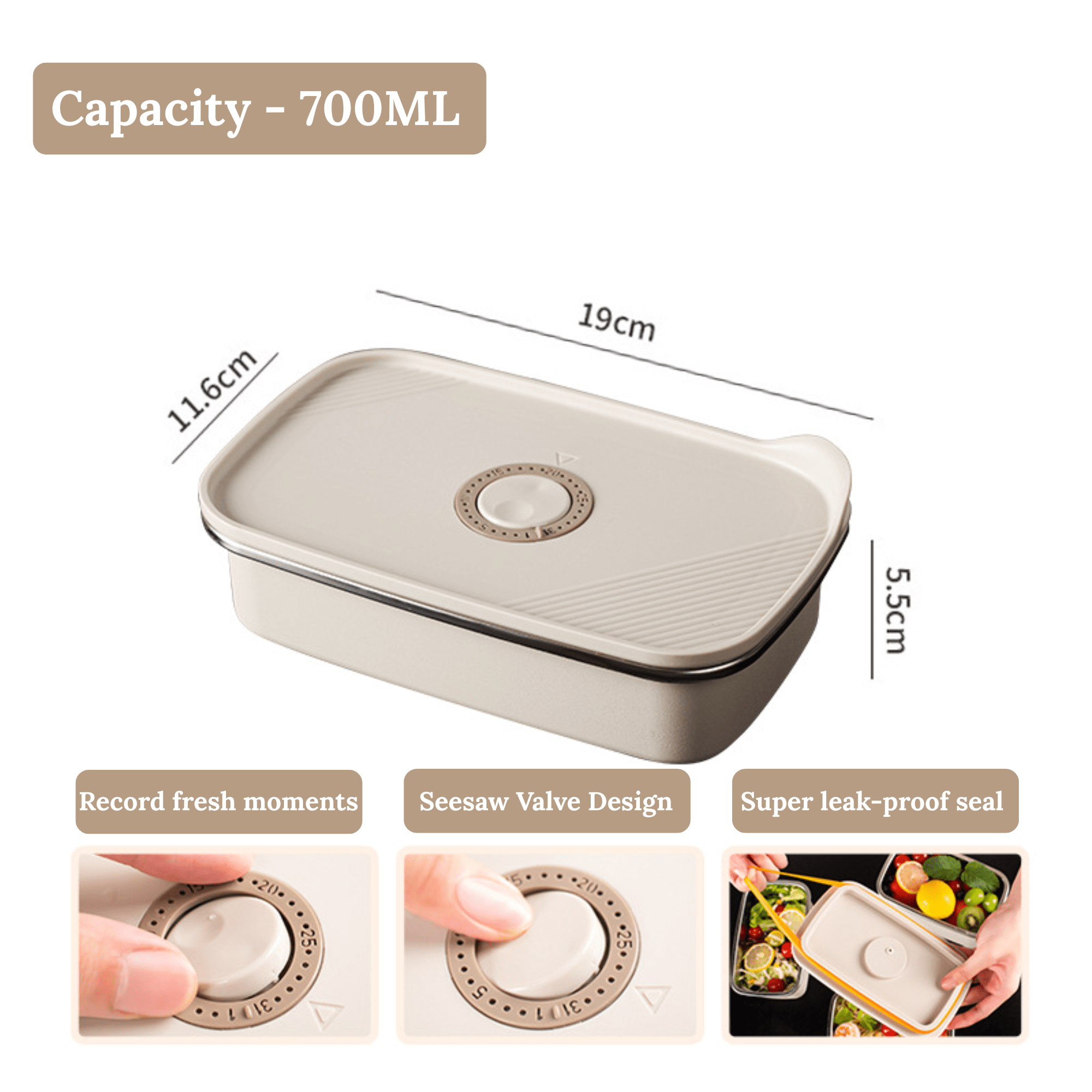 Multi-Functional Stainless Steel Food Storage Container with Leakproof Lid