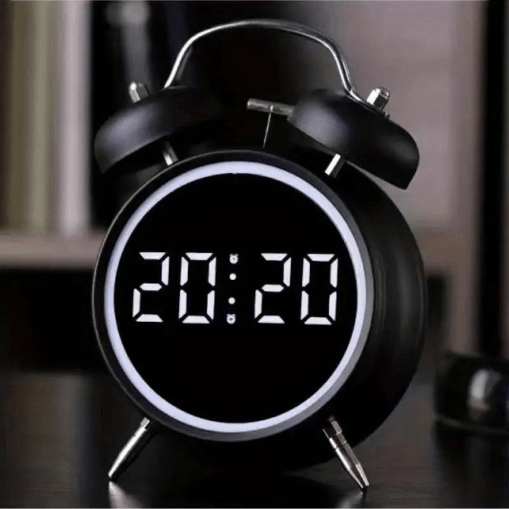 LED Display Twin Bell Metal Clock