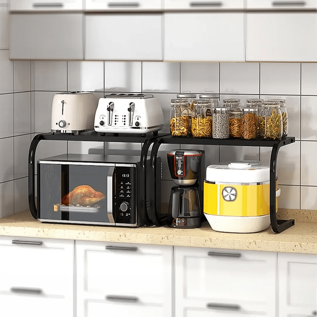 Multi-Purpose Space-Saving Kitchen Microwave Rack