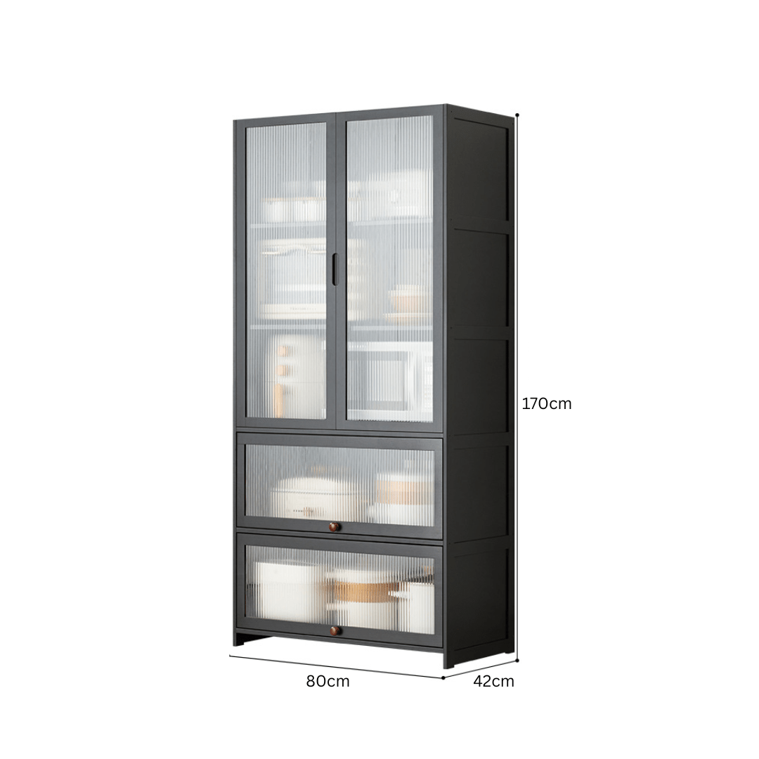Multipurpose Bamboo Wood Kitchen Storage Rack(Black-80cm)