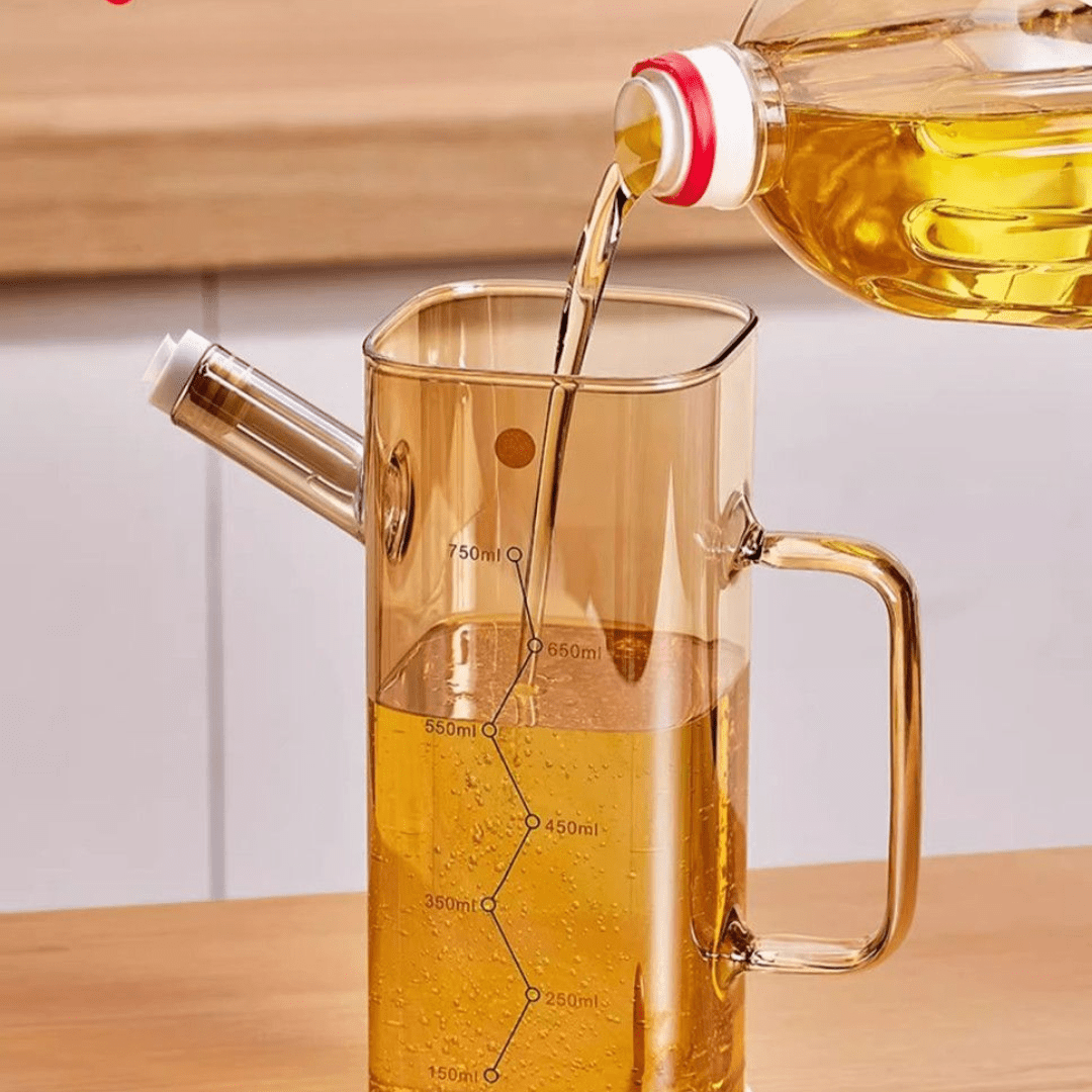 Multi-Functional Oil Glass Dispenser with Silicone Guard