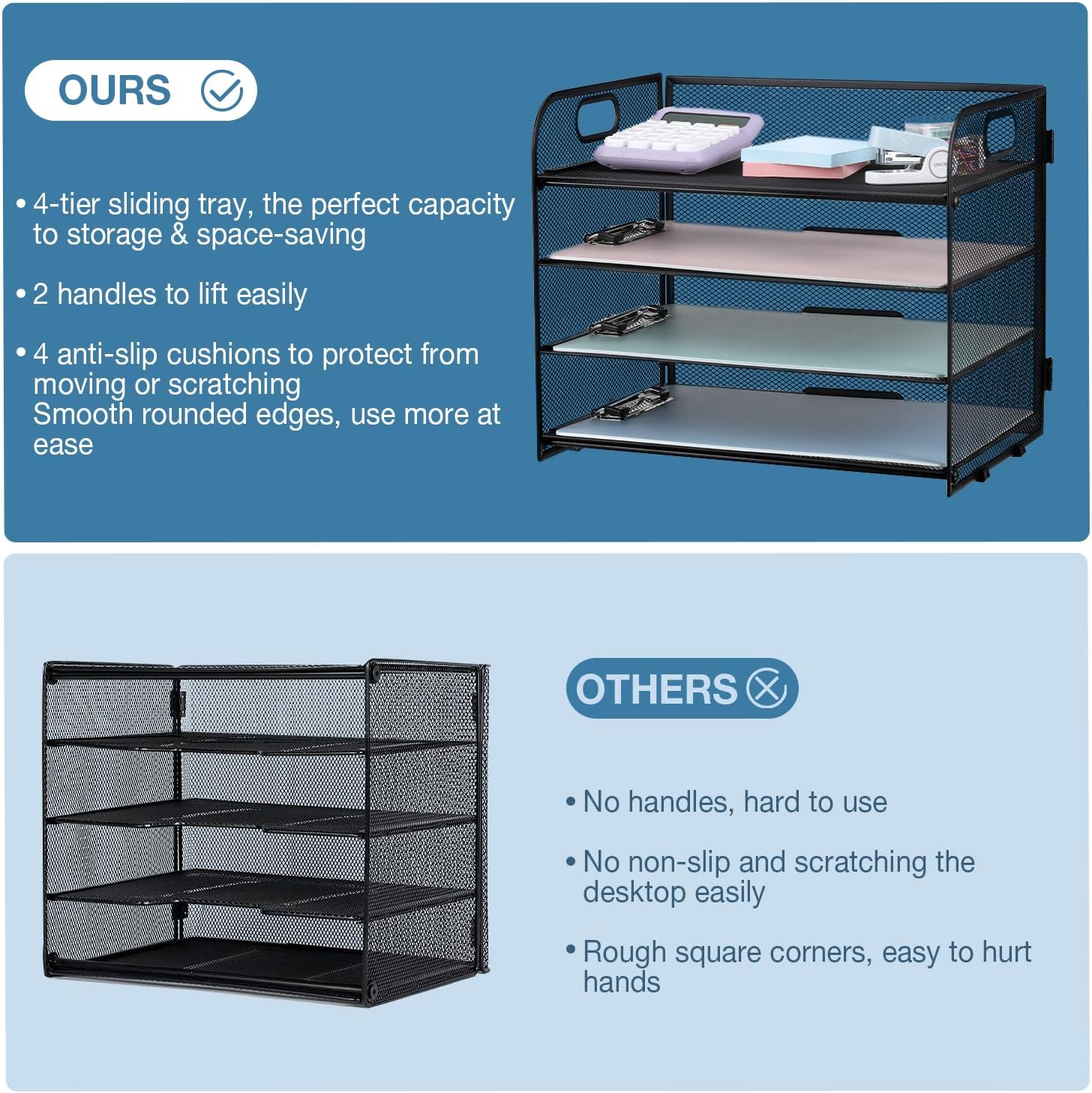 Sleek 4-Tier Desk Organizer With Portable Handle