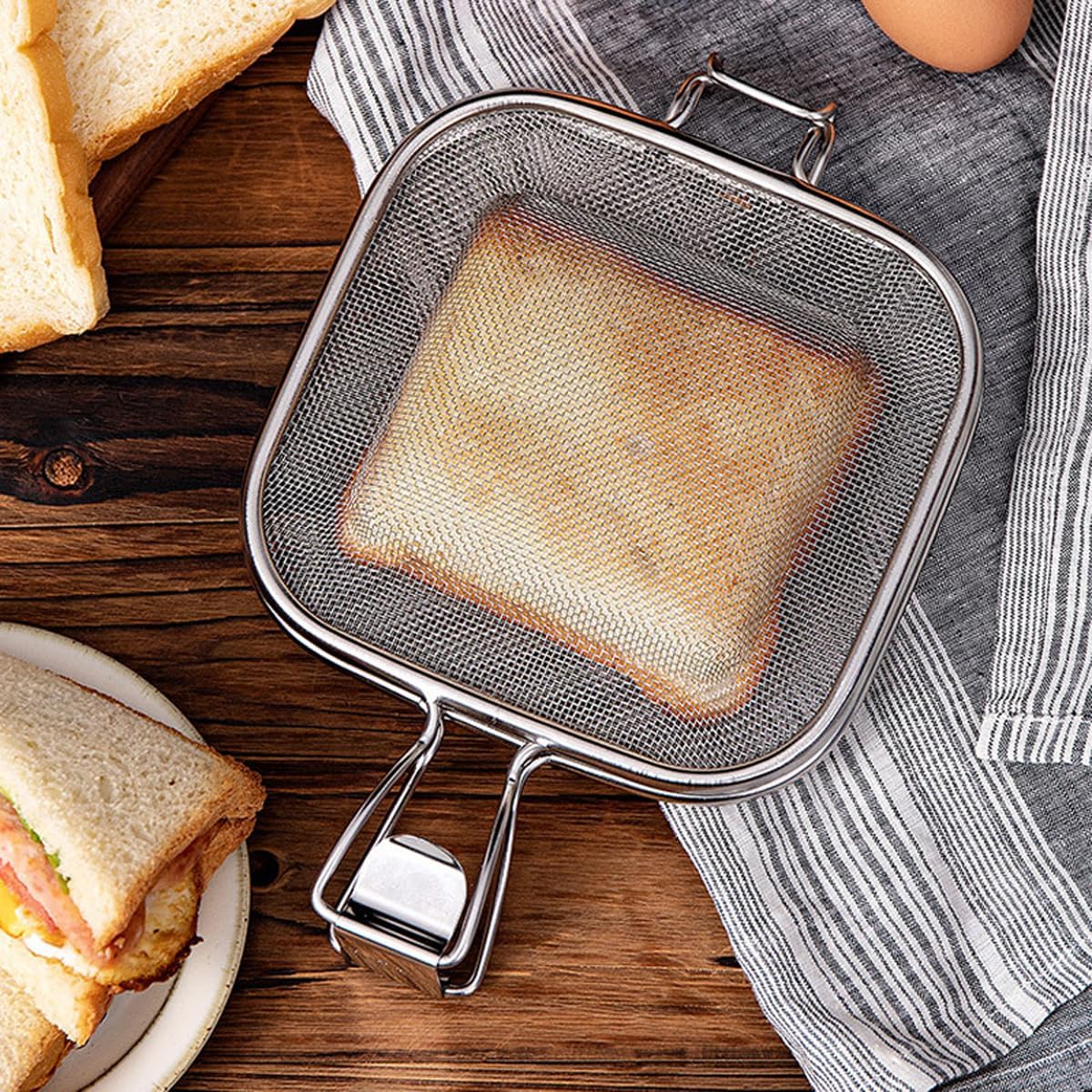 Stainless Steel Sandwich Grilling Net with Clamp