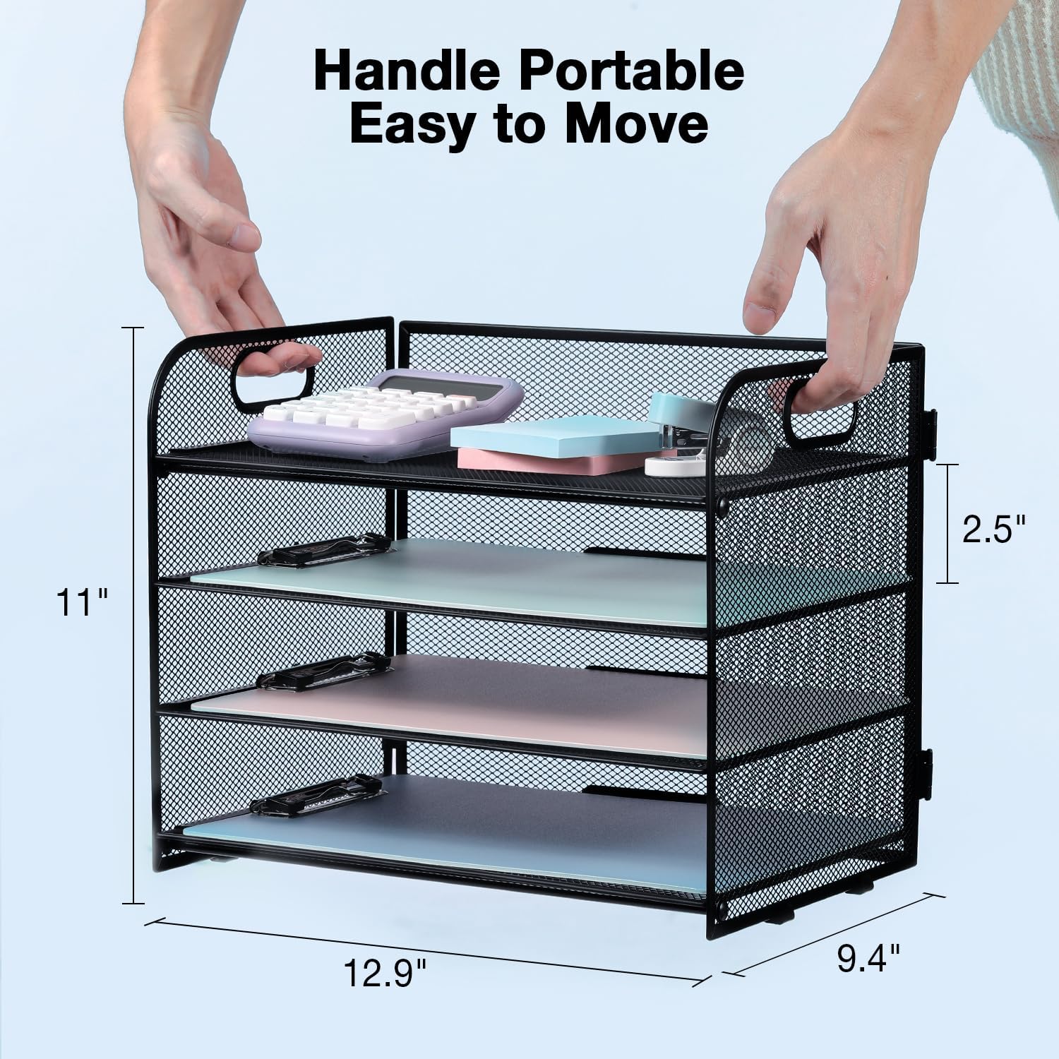Sleek 4-Tier Desk Organizer With Portable Handle