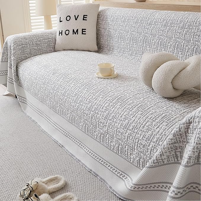 Luxury Chenille Sofa Cover (Grey)