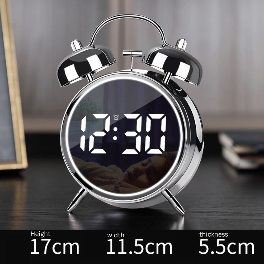 LED Display Twin Bell Metal Clock
