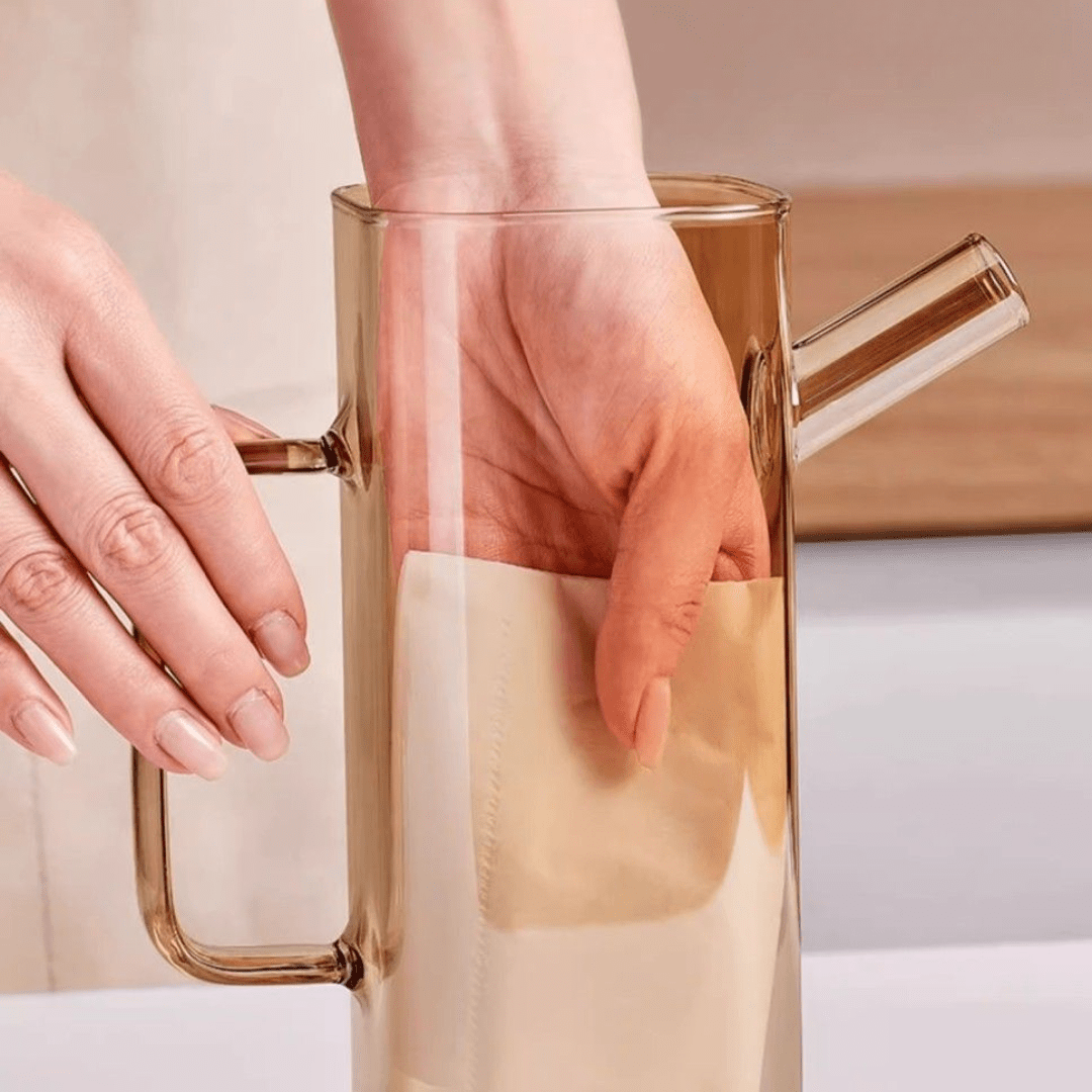 Multi-Functional Oil Glass Dispenser with Silicone Guard