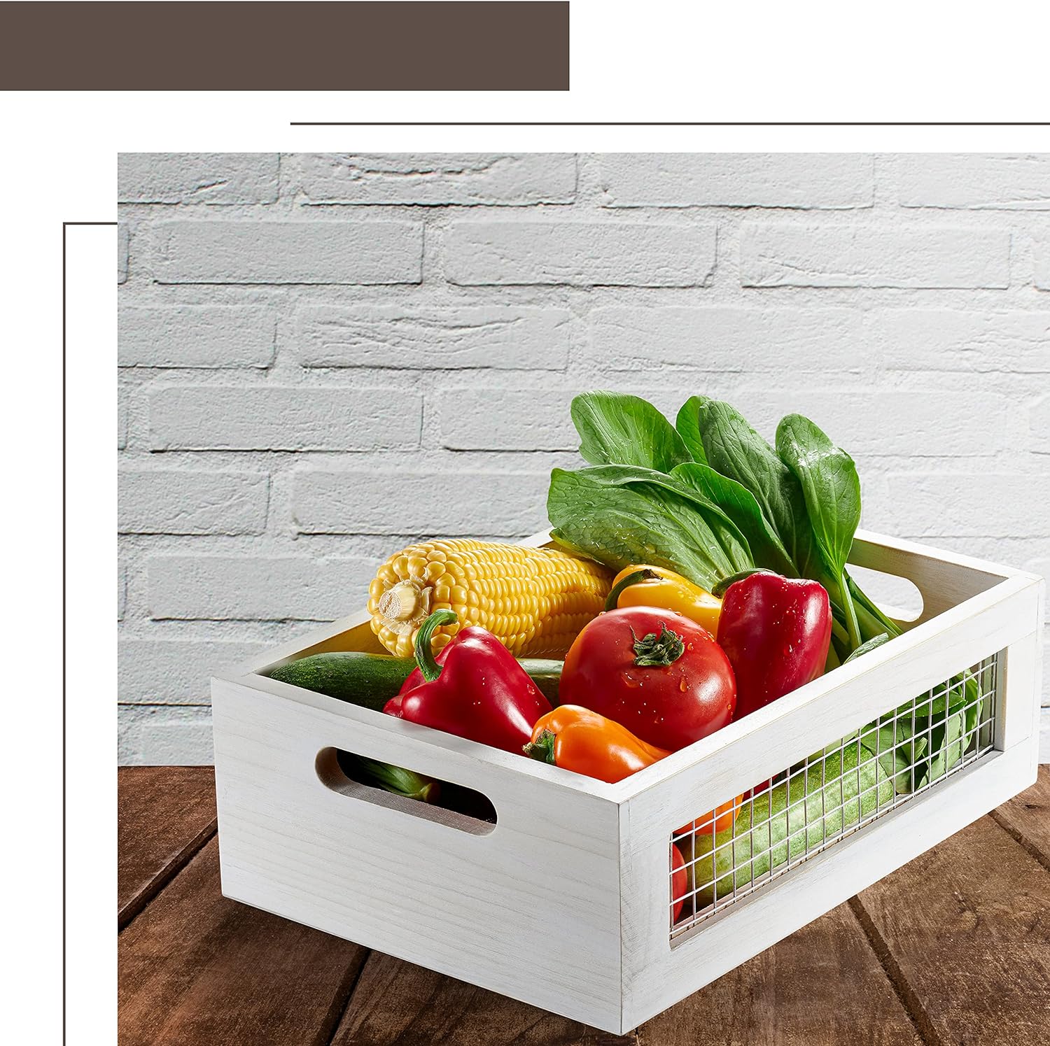 Rustic White Wooden Storage Baskets – Set of 2