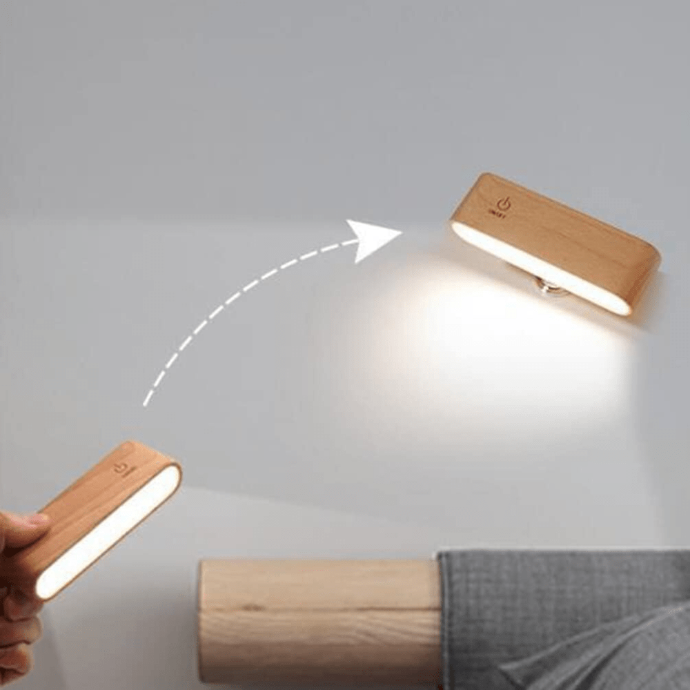 Sleek Touch Bedside Wood Lamp