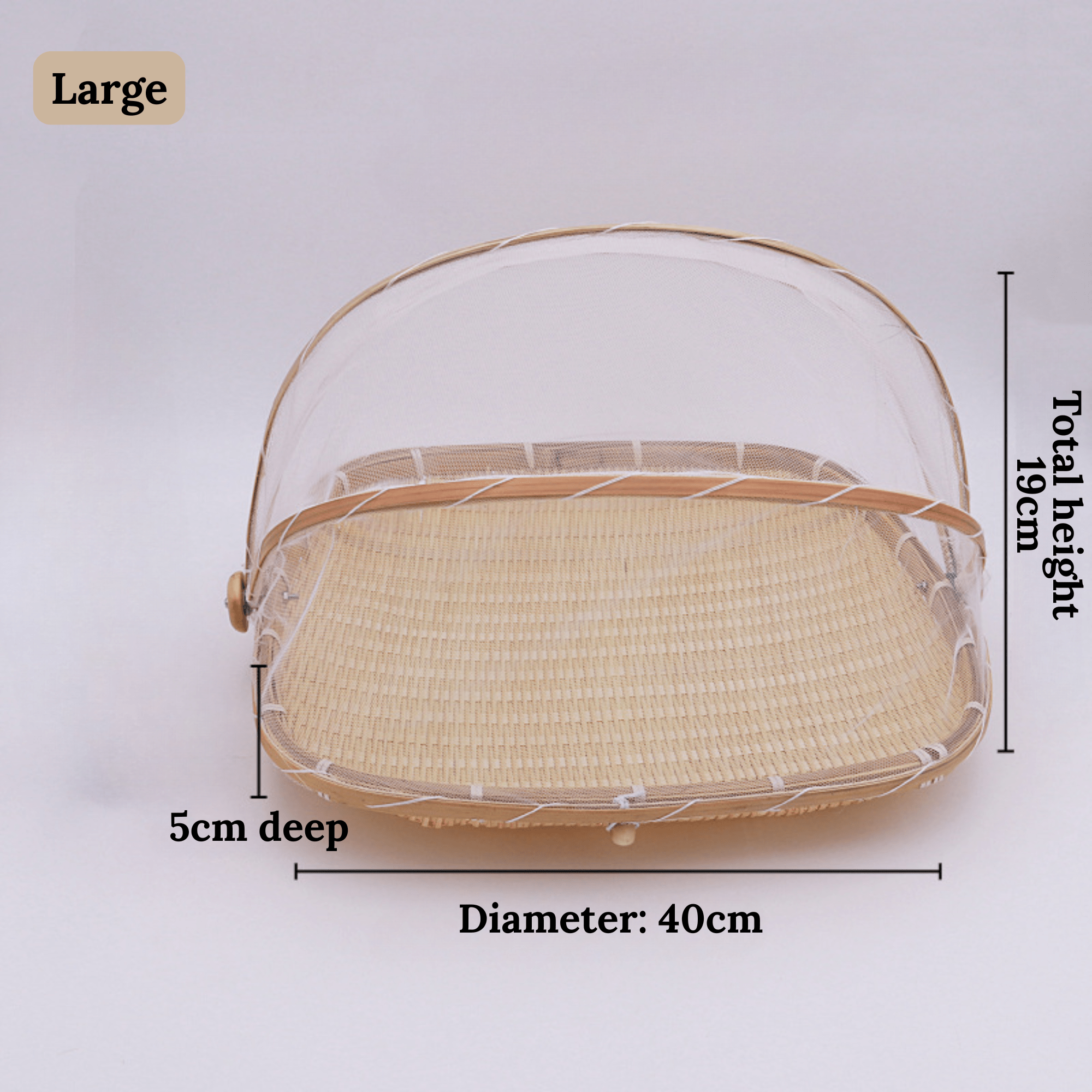 Multi-Purpose Handwoven Bamboo Basket with Mesh Food Cover