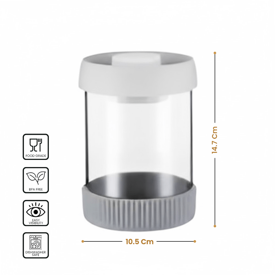 Premium Microwave Safe Borosilicate Glass Canister with Vacuum Lid(840ml)