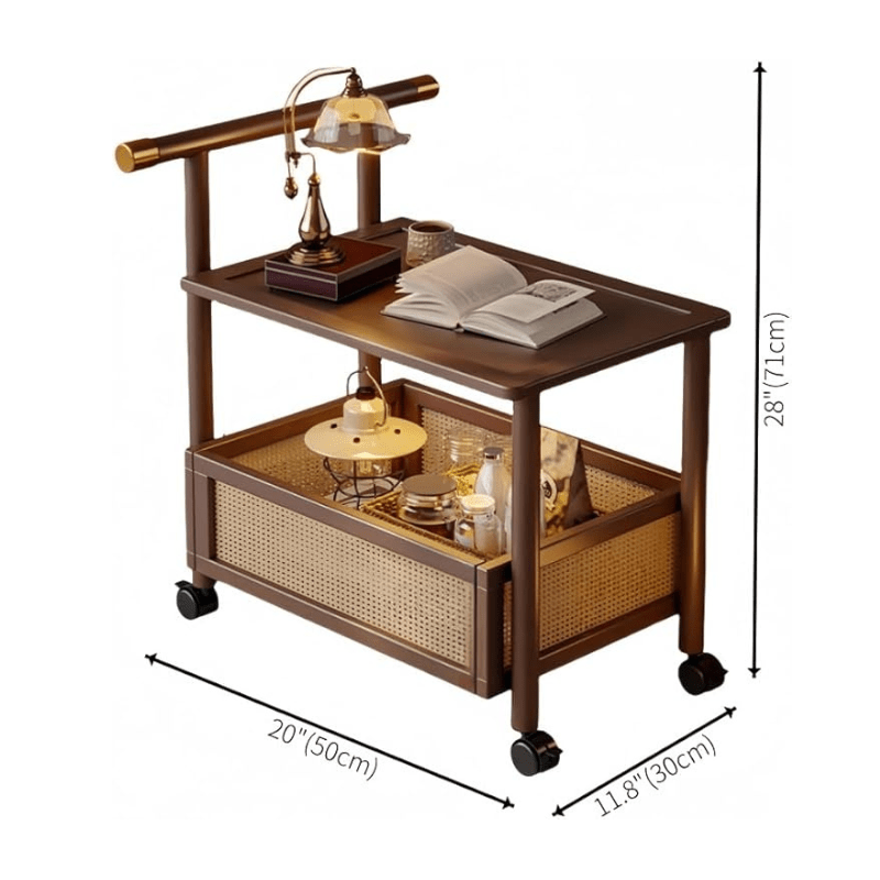 Multipurpose 2-Tier Modern Side Table Cart with Armrests (50cm)