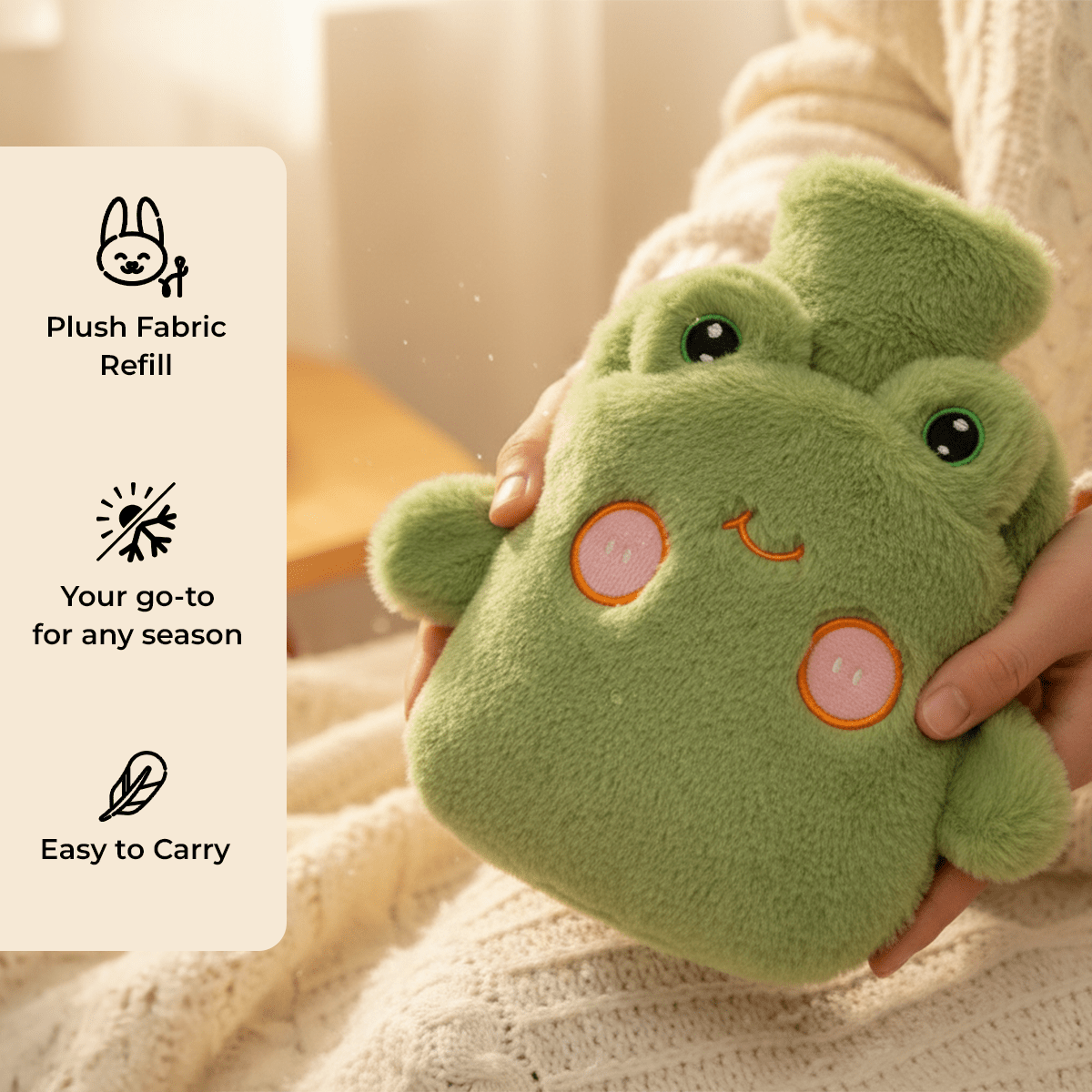 Frog-Shaped Soft Toy Style Pain Relief Heat Bag