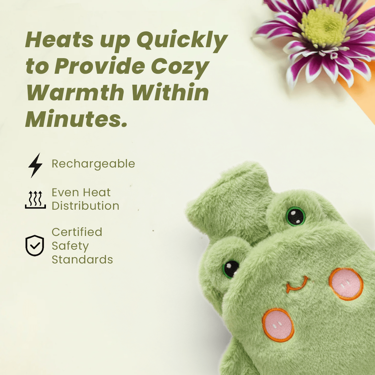 Frog-Shaped Soft Toy Style Pain Relief Heat Bag
