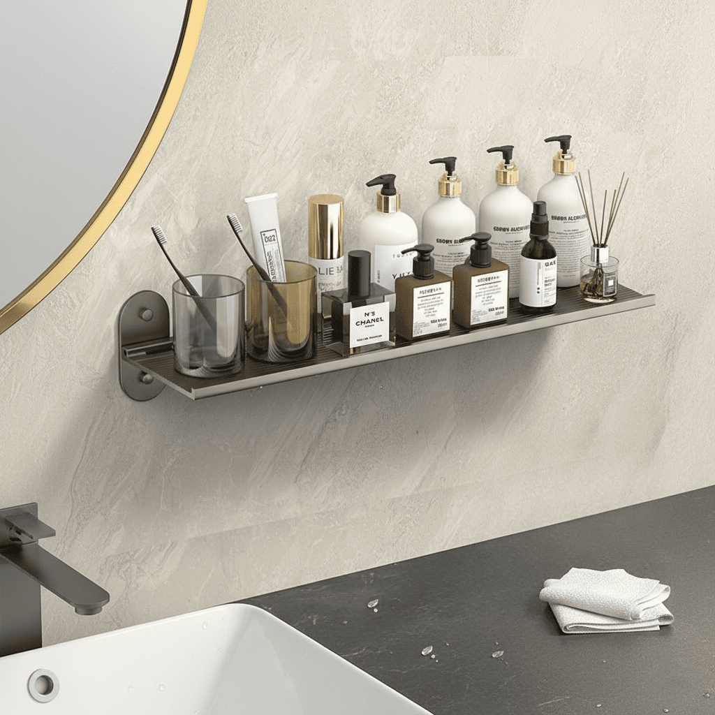 Foldable Wall-Mounted Bathroom Storage Rack