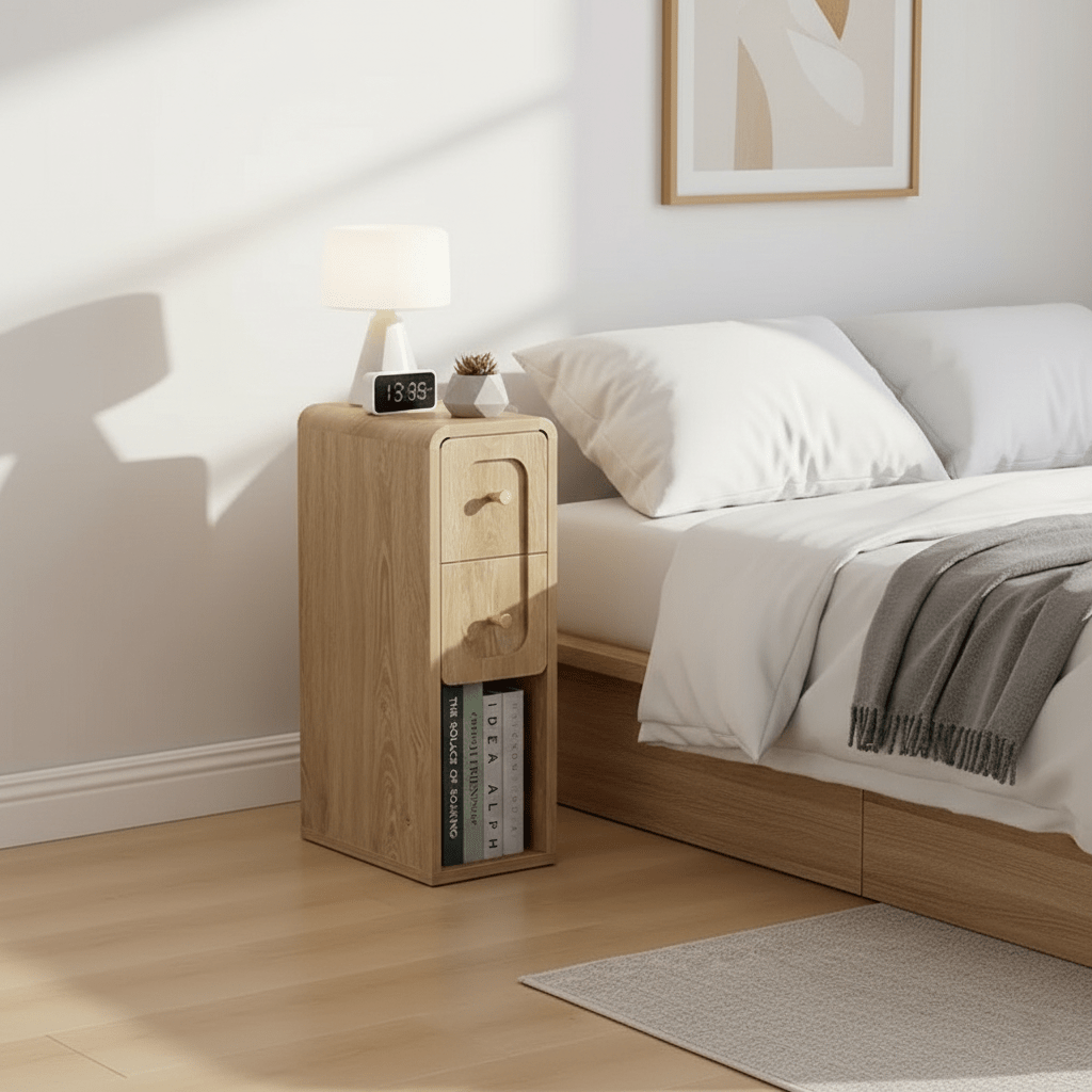 Space-Saving Solid Wood Bedside Cabinet