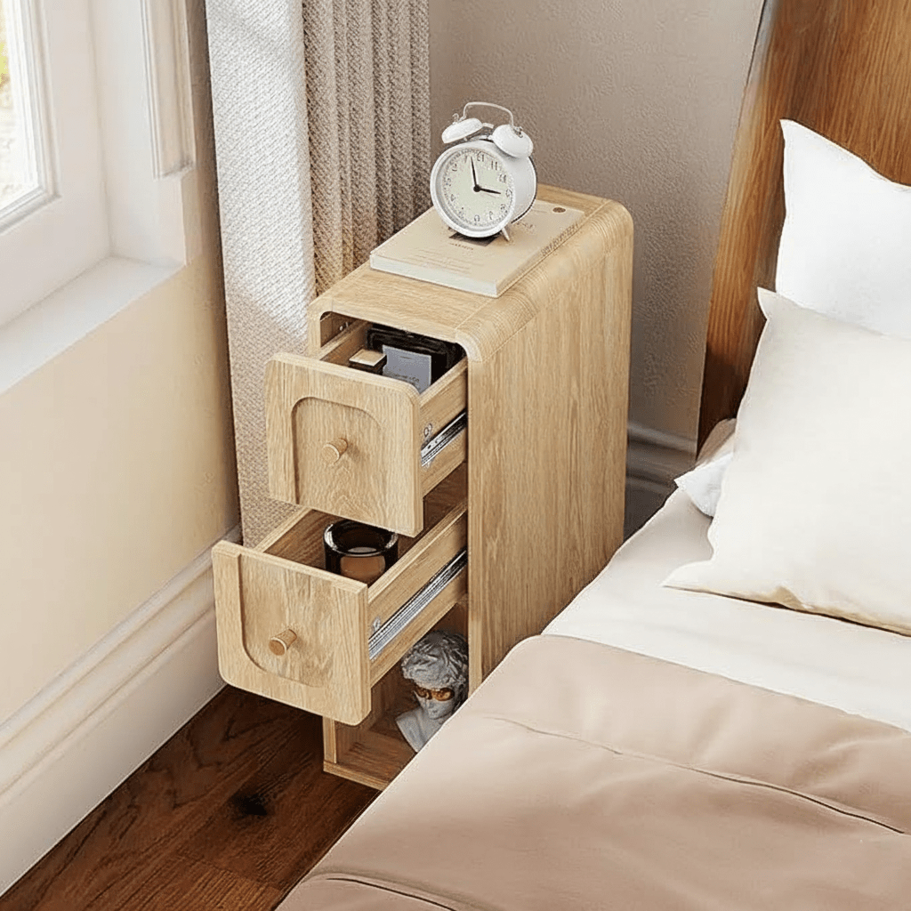 Space-Saving Solid Wood Bedside Cabinet